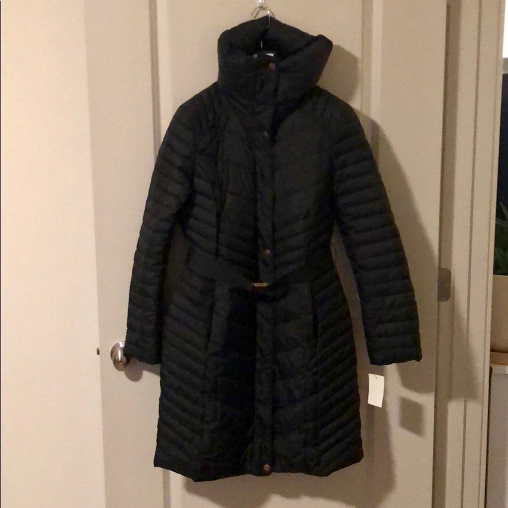 Marc NY Katy Chevron Quilt Belted Down Jacket